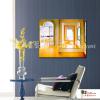 門窗景36 純手繪 油畫 橫幅 黃褐 暖色系 裝飾 畫飾 無框畫 民宿 餐廳 裝潢 室內設計