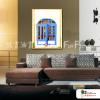 門窗景81 純手繪 油畫 直幅 藍白 中性色系 裝飾 畫飾 無框畫 民宿 餐廳 裝潢 室內設計