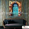 門窗景92 純手繪 油畫 直幅 藍褐 中性色系 裝飾 畫飾 無框畫 民宿 餐廳 裝潢 室內設計