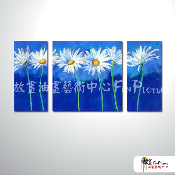 3拼花卉A8 純手繪 油畫 直幅*2方形*1 藍色 冷色系 藝術品 造型 無框畫 民宿 餐廳 室內設計