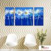 3拼花卉A8 純手繪 油畫 直幅*2方形*1 藍色 冷色系 藝術品 造型 無框畫 民宿 餐廳 室內設計