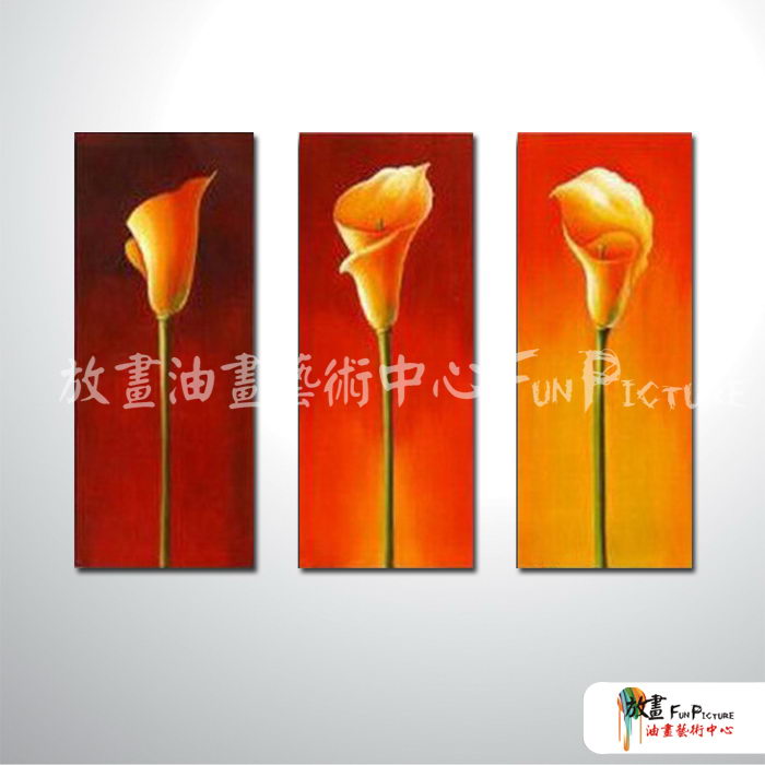 3拼花卉B12 純手繪 油畫 直幅*3 黃橙 暖色系 藝術品 裝飾 畫飾 無框畫 民宿 餐廳 室內設計