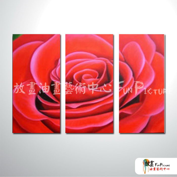 3拼花卉B18 純手繪 油畫 直幅*3 紅色 暖色系 藝術品 裝飾 畫飾 無框畫 民宿 餐廳 室內設計