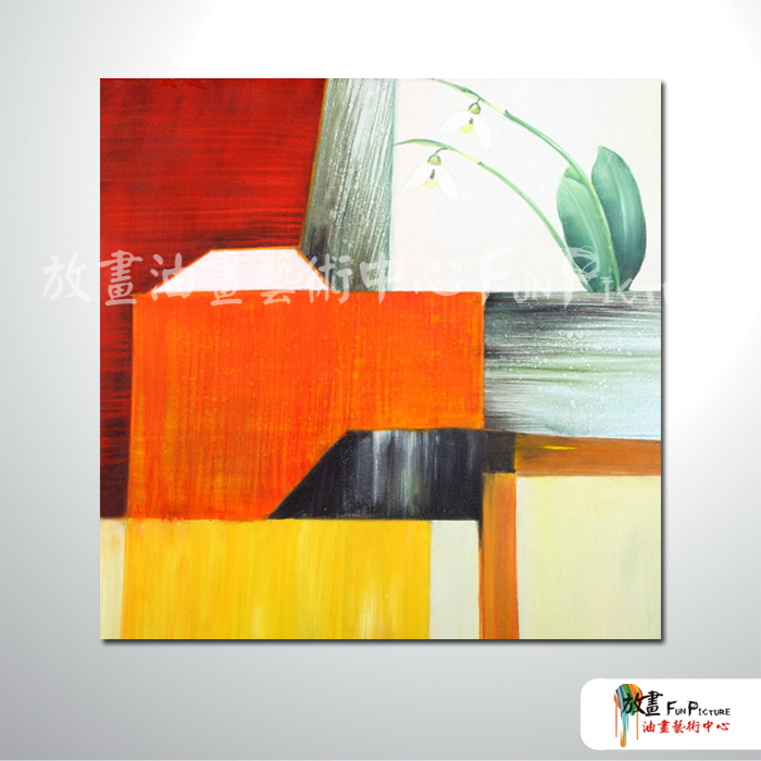 純抽象方148 純手繪 油畫 方形 紅橙 暖色系 藝術畫 裝飾 無框畫 裝潢 室內設計 客廳掛畫