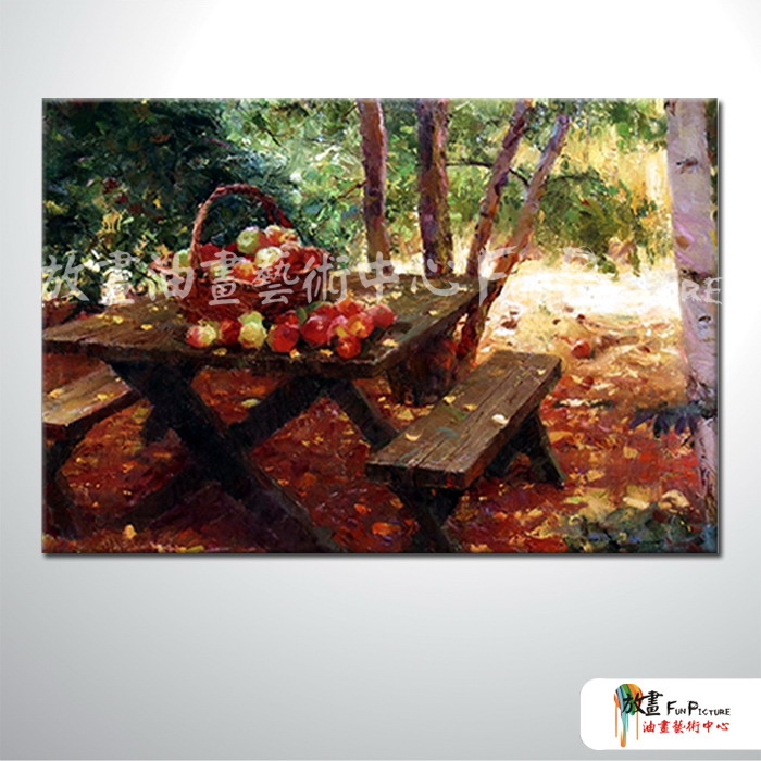 田園花園景90 純手繪 油畫 橫幅 紅橙 暖色系 無框畫 民宿 餐廳 裝潢 室內設計 居家佈置