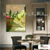 田園花園景136 純手繪 油畫 直幅 褐綠 中性色系 無框畫 民宿 餐廳 裝潢 室內設計 居家佈置
