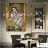 中東仕女 純手繪 油畫 直幅 黃褐 暖色系 厚顏料 畫飾 無框畫 民宿 餐廳 裝潢 室內設計