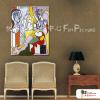 Picasso47 臨摹畢卡索名畫 油畫 直幅 籃紫 冷色系 飯店 民宿 餐廳 裝飾 無框畫 裝潢 室內設計