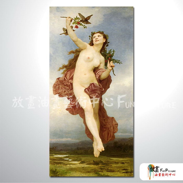古典宮廷人體06 純手繪 油畫 直幅 鵝黃褐 暖色系 裸體 裸女 藝術 時尚 摩鐵 旅館 酒店 裝潢