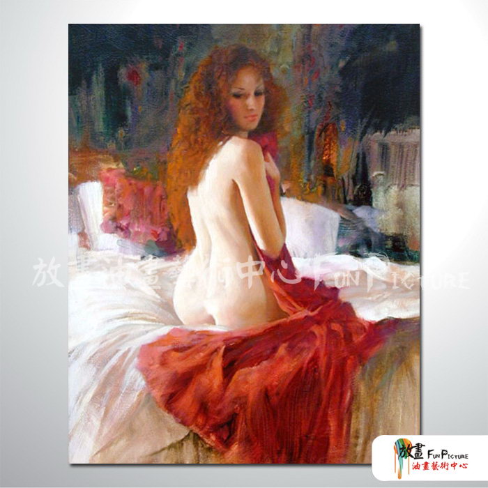 印象人體12 純手繪 油畫 直幅 紅色 暖色系 裸體 裸女 藝術 時尚 浪漫 旅館 酒店 情趣 裝潢