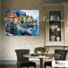 地中海風景A09 純手繪 油畫 橫幅 水藍 冷色系 精選 畫飾 無框畫 民宿 餐廳 裝潢 室內設計