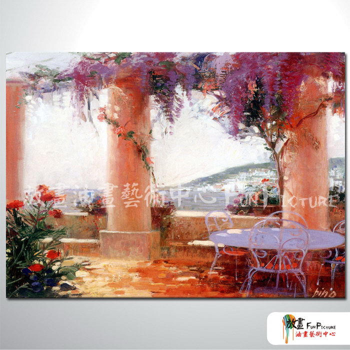 地中海風景A56 純手繪 油畫 橫幅 紅色 暖色系 裝飾 畫飾 無框畫 民宿 餐廳 裝潢 室內設計
