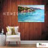 地中海風景A83 純手繪 油畫 橫幅 藍色 冷色系 裝飾 畫飾 無框畫 民宿 餐廳 裝潢 室內設計
