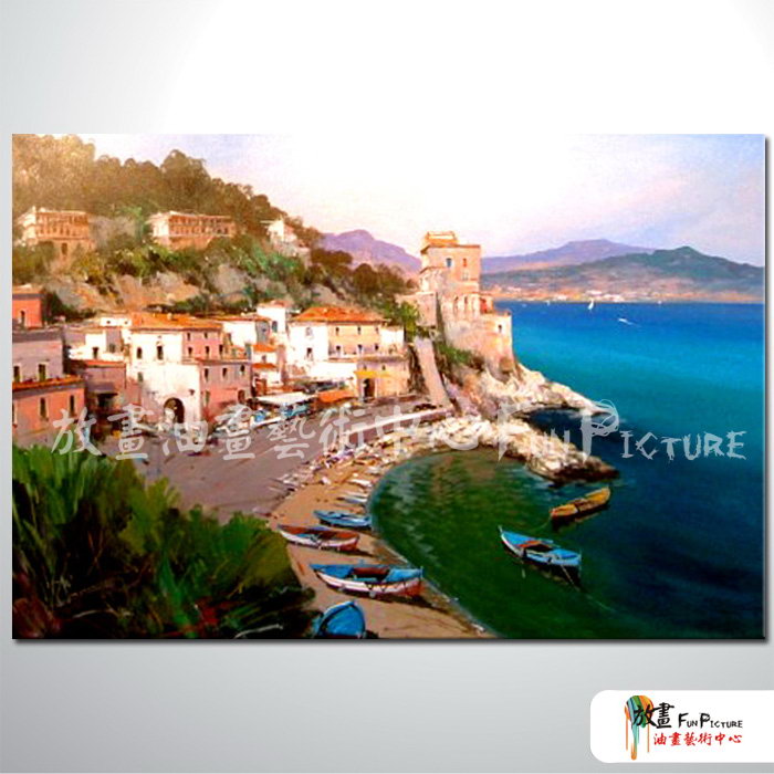 地中海風景A84 純手繪 油畫 橫幅 鵝黃 暖色系 裝飾 畫飾 無框畫 民宿 餐廳 裝潢 室內設計