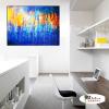 純抽象B196 純手繪 橫幅 藍底 冷色系 裝飾 畫飾 無框畫 民宿 餐廳 裝潢 室內設計