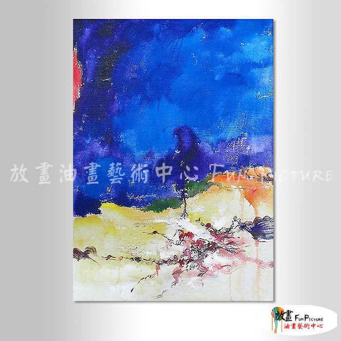 名家抽象24 純手繪 油畫 直幅 藍黃 中性色系 無框畫 名畫 線條 現代抽象 近代名家 大師作品