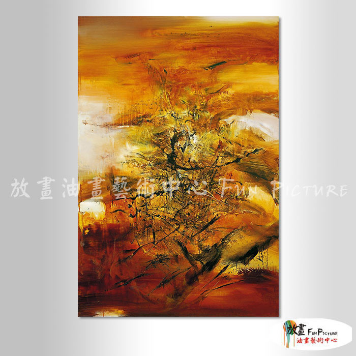 名家抽象27 純手繪 油畫 直幅 黃橙 暖色系 無框畫 名畫 線條 現代抽象 近代名家 大師作品