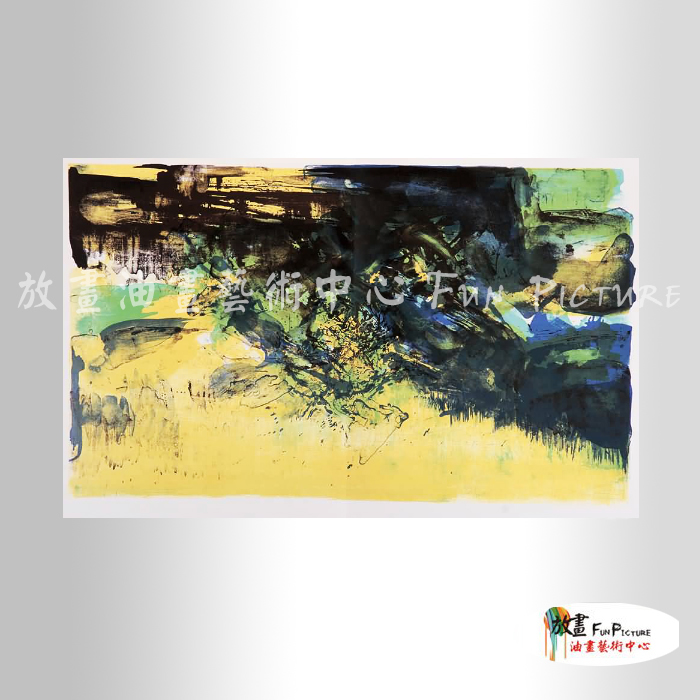 名家抽象59 純手繪 油畫 橫幅 黃黑 中性色系 無框畫 名畫 線條 現代抽象 近代名家 大師作品