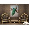 孔雀39 純手繪 油畫 直幅 綠褐 中性色系 高寫實 掛畫 藝品 龍鳯呈祥 鳥之王者 裝潢 室內設計