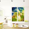 2拼抽象B352 純手繪 油畫 直幅*2 藍綠 冷色系 流彩 裝飾 畫飾 無框畫 民宿 餐廳 室內設計