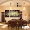 3拼抽象B365 純手繪 油畫 直幅*3 黃咖 暖色系 幾何 裝飾 畫飾 無框畫 民宿 餐廳 室內設計