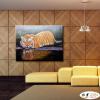 老虎04 純手繪 油畫 橫幅 褐黑 中性色系 動物 大自然 藝術畫 掛畫 生肖 客廳 裝潢 室內設計