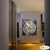 老虎16 純手繪 油畫 直幅 褐黑 中性色系 動物 大自然 藝術畫 掛畫 生肖 客廳 裝潢 室內設計