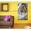 老虎29 純手繪 油畫 直幅 褐白 中性色系 動物 大自然 藝術畫 掛畫 生肖 客廳 裝潢 室內設計