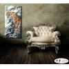 老虎37 純手繪 油畫 直幅 褐灰 中性色系 動物 大自然 藝術畫 掛畫 生肖 客廳 裝潢 室內設計