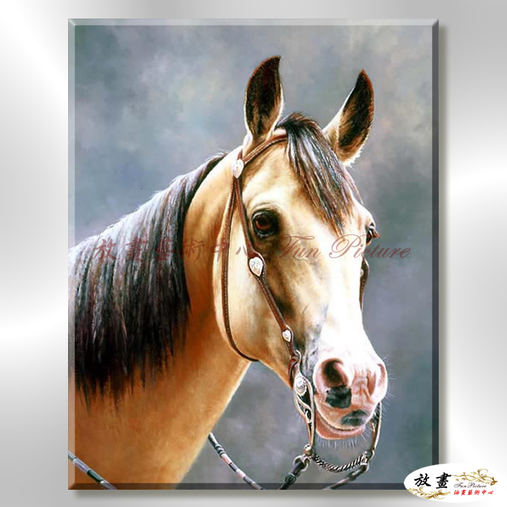 馬10 純手繪 油畫 直幅 褐灰 中性色系 動物 大自然 藝術畫 掛畫 生肖 客廳 裝潢 室內設計