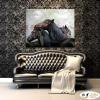 馬47 純手繪 油畫 橫幅 黑灰 中性色系 動物 大自然 藝術畫 掛畫 生肖 客廳 裝潢 室內設計