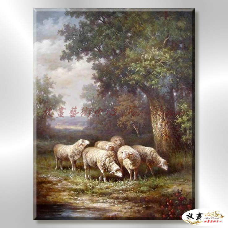 羊27 純手繪 油畫 直幅 褐綠 中性色系 動物 大自然 藝術畫 掛畫 生肖 客廳 裝潢 室內設計