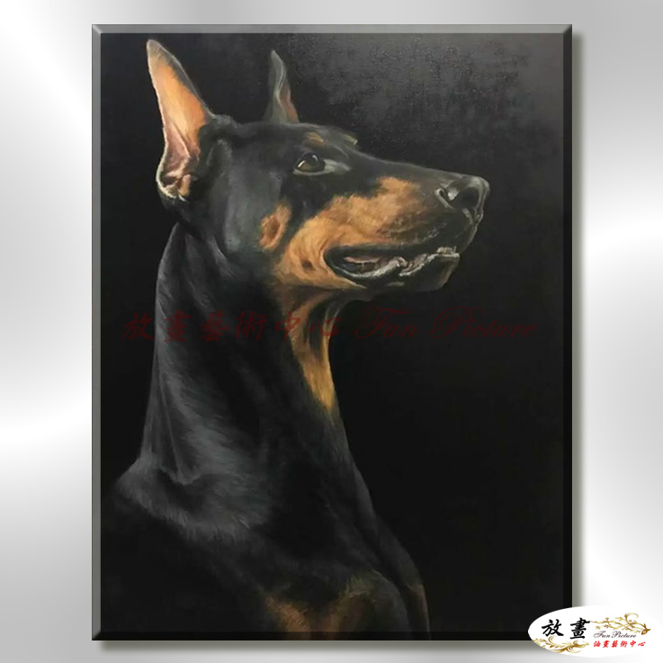 狗18 純手繪 油畫 直幅 黑色 中性色系 動物 大自然 藝術畫 掛畫 生肖 求運 藝術品 寫實 室內設計