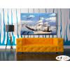 帆船SB02 純手繪 油畫 橫幅 藍色 冷色系 大海 藍天 海灣 海浪 夕陽 裝潢 室內設計 實拍影片