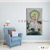 宗教肖像FR050 純手繪 油畫 直幅 白綠 中性色系 文化 吉祥 禪意 風水 命理 禮佛 修道 文藝品