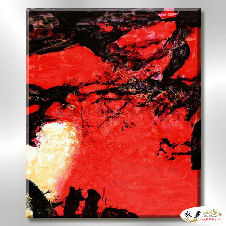 名家抽象A10 純手繪 油畫 直幅 紅色 暖色系 無框畫 名畫 色塊 現代抽象 近代名家 客廳掛畫
