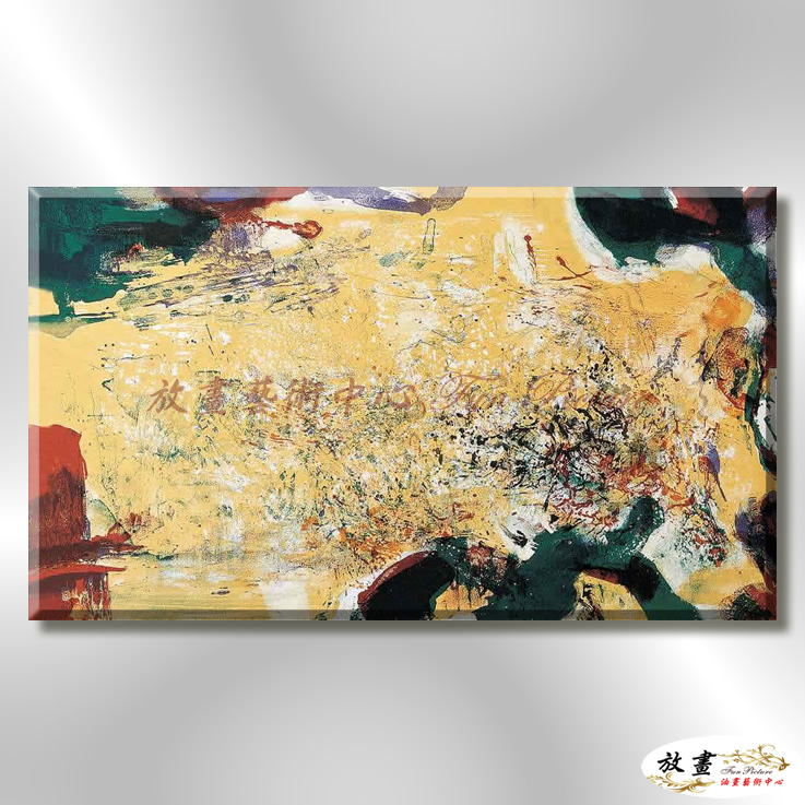 名家抽象A23 純手繪 油畫 橫幅 黃褐 暖色系 無框畫 名畫 線條 現代抽象 近代名家 大師作品