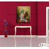 古典花卉115 純手繪 油畫 直幅 紅褐 暖色系 寫實 掛畫 無框畫 民宿 室內設計 居家佈置