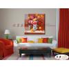 印象派花卉133 純手繪 油畫 方形 紅橙 暖色系 印象 掛畫 無框畫 民宿 室內設計 居家佈置