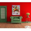 印象派花卉286 純手繪 油畫 直幅 灰綠 中性色系 印象 掛畫 無框畫 民宿 室內設計 居家佈置