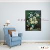 印象派花卉301 純手繪 油畫 直幅 綠色 冷色系 印象 掛畫 無框畫 民宿 室內設計 居家佈置