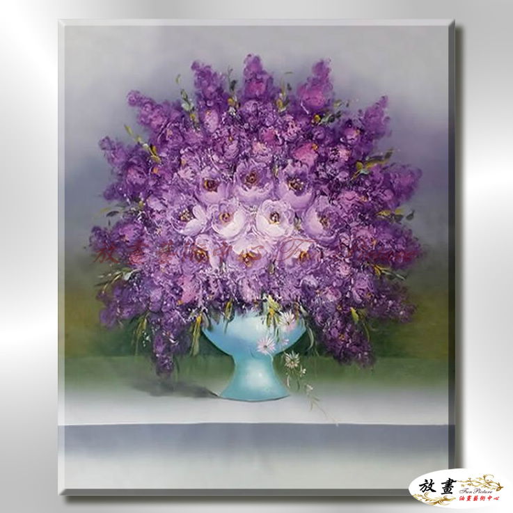 裝飾花卉C49 純手繪 油畫 直幅 藍紫 冷色系 掛畫 招財 風水 裝修 無框畫 玄關 室內設計