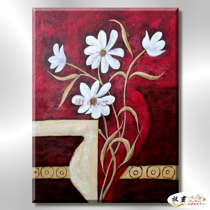 裝飾花卉C77 純手繪 油畫 直幅 紅咖 暖色系 掛畫 招財 風水 裝修 無框畫 玄關 室內設計