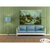 古典風景GD24 純手繪 油畫 橫幅 綠色 冷色系 山水 門市 客廳 裝飾 招財 風水 民宿 辦公室