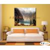 古典風景GD47 純手繪 油畫 橫幅 褐藍 中性色系 山水 門市 客廳 裝飾 招財 風水 民宿 辦公室