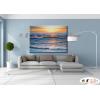 浪景W06 純手繪 油畫 橫幅 藍色 冷色系 大海 藍天 海灣 海浪 夕陽 裝潢 室內設計 客廳掛畫