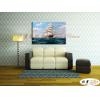 船景S76 純手繪 油畫 橫幅 藍綠 冷色系 大海 藍天 海灣 海浪 夕陽 裝潢 室內設計 客廳掛畫