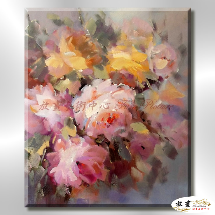 印象牡丹M319 純手繪 油畫 直幅 粉紅 暖色系 文公尺 吉祥 招財 風水 命理 花卉 藝品 立體肌理