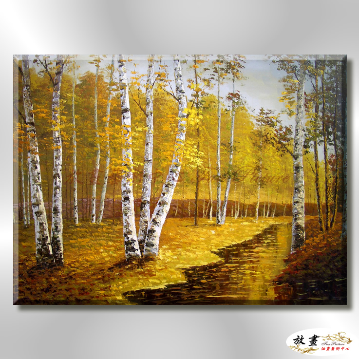 樹林景F132 純手繪 油畫 橫幅 黃色 暖色系 山水 藝術畫 掛畫 民宿 餐廳 裝潢 室內設計 辦公室