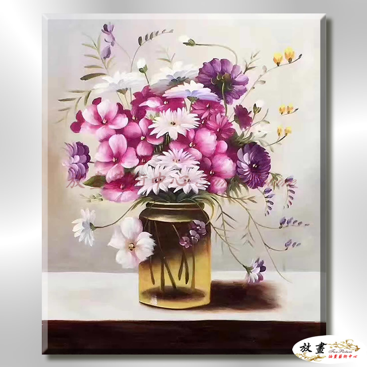 裝飾花卉NF091 純手繪 油畫 直幅 灰紫 中性色系 掛畫 畫飾 無框畫 民宿 餐廳 裝潢 室內設計
